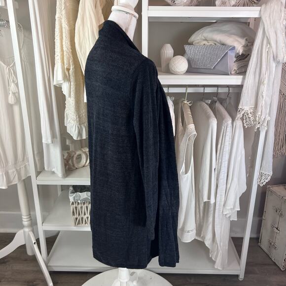 Zenana women's size medium super soft open cardigan, dark gray/blue #1581 - Picture 3 of 7